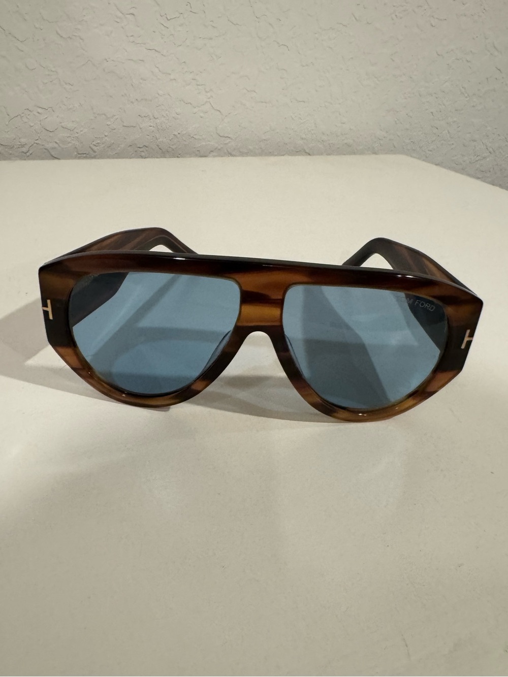 Tom Ford Bronson Tortoiseshell Sunglasses with blue lens
